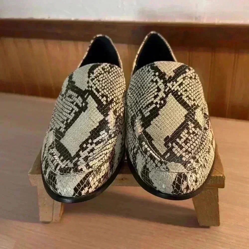 Vince Camuto Snakeskin Print Leather Loafers